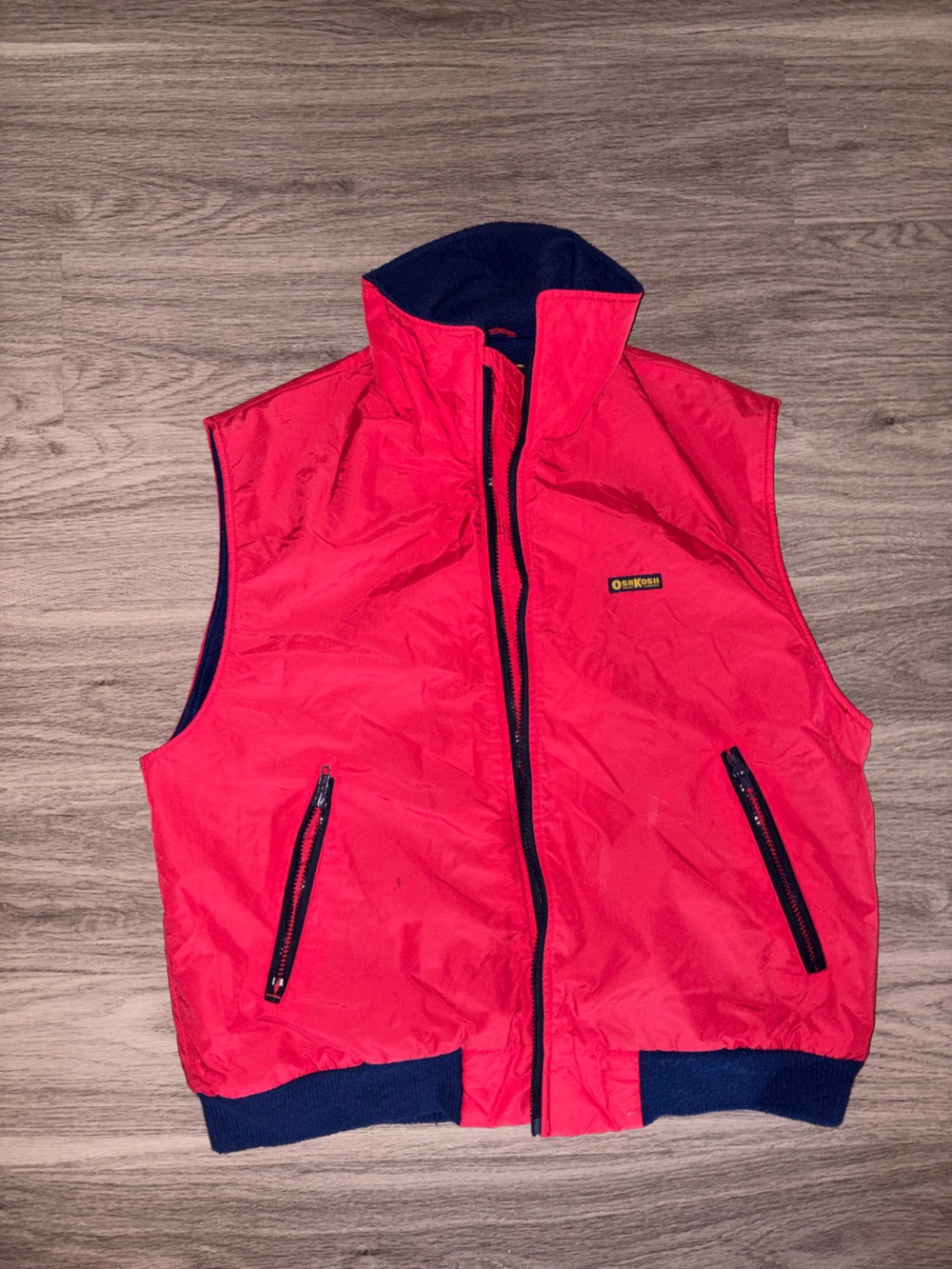 Vintage OshKosh B'gosh Fleece-Lined Nylon
Vest Red Navy Retro 90s Men's M